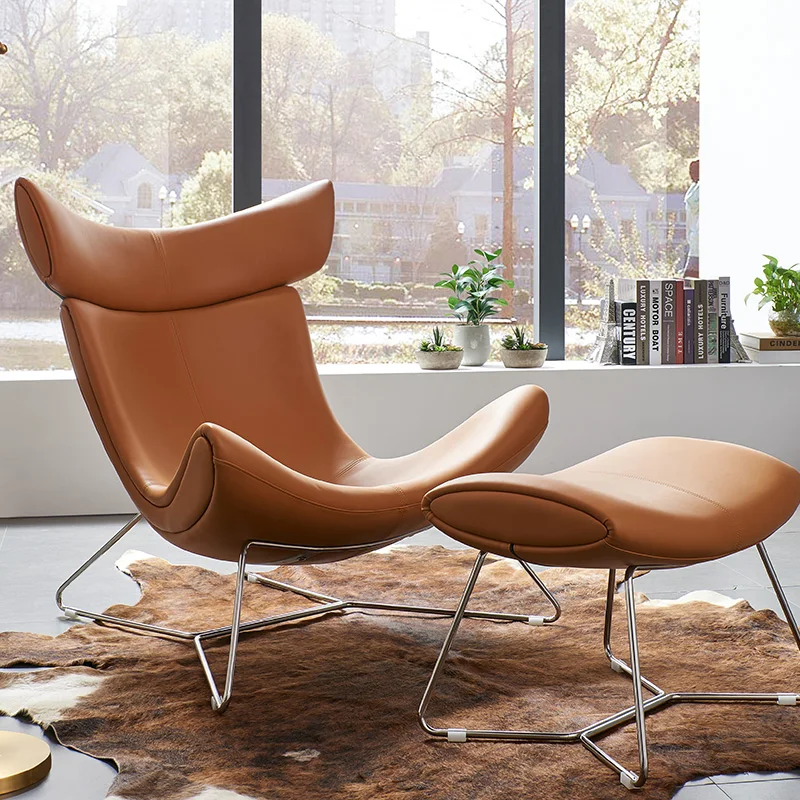 Модный скандинавский шезлонг для взрослых балкона кожаный стул ленивых