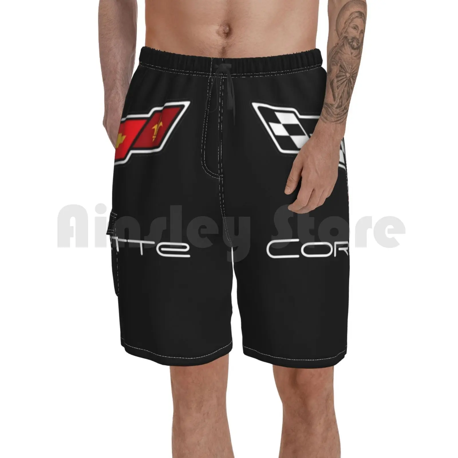 

Beach Shorts Corvette Logo Lap Top Corvette Chevy Stingray Vintage Muscle Car Muscle