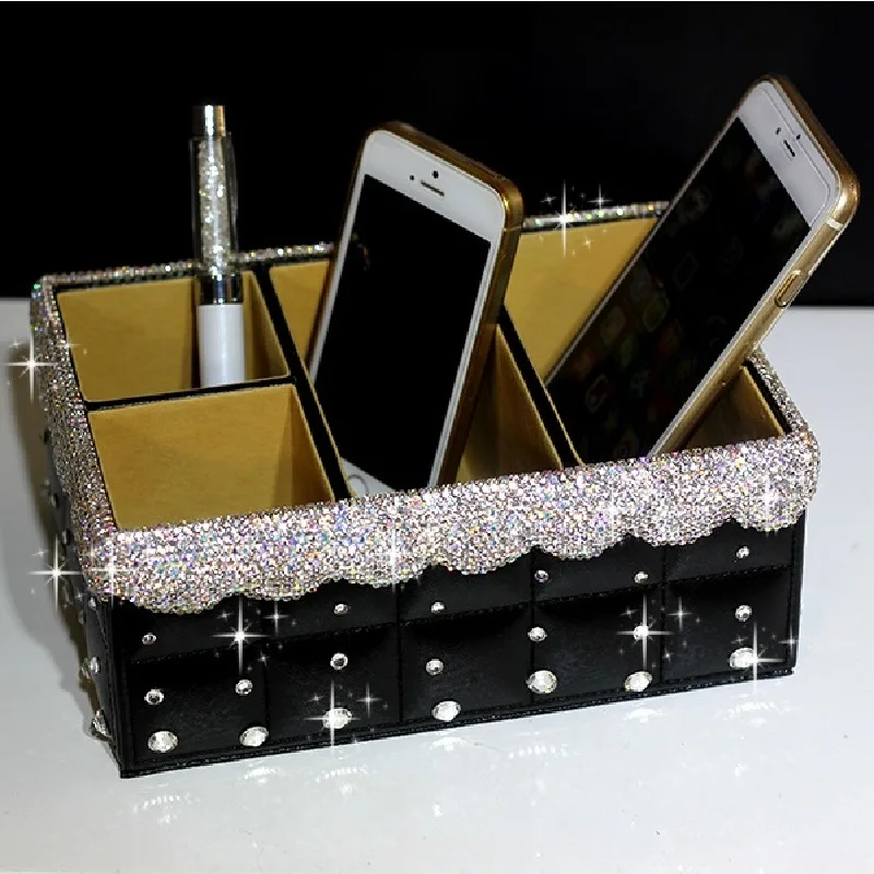 Европейский Стиль Стразы Настольный ящик для хранения мобильный телефон