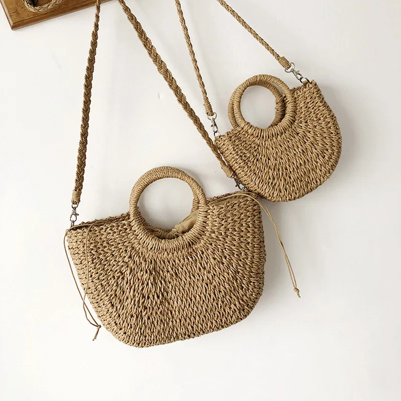 2021 New Summer Women Messenger Crossbody Bags Girls Small Beach Handbag Handmade Beach Bag Rattan Woven Straw Bag