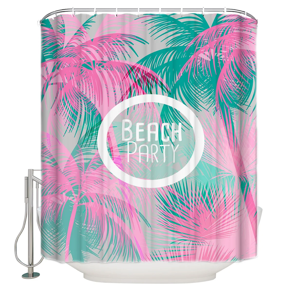 Тропические кокосовые пальмы розовые зеленые растения силуэт Пляжный сезон