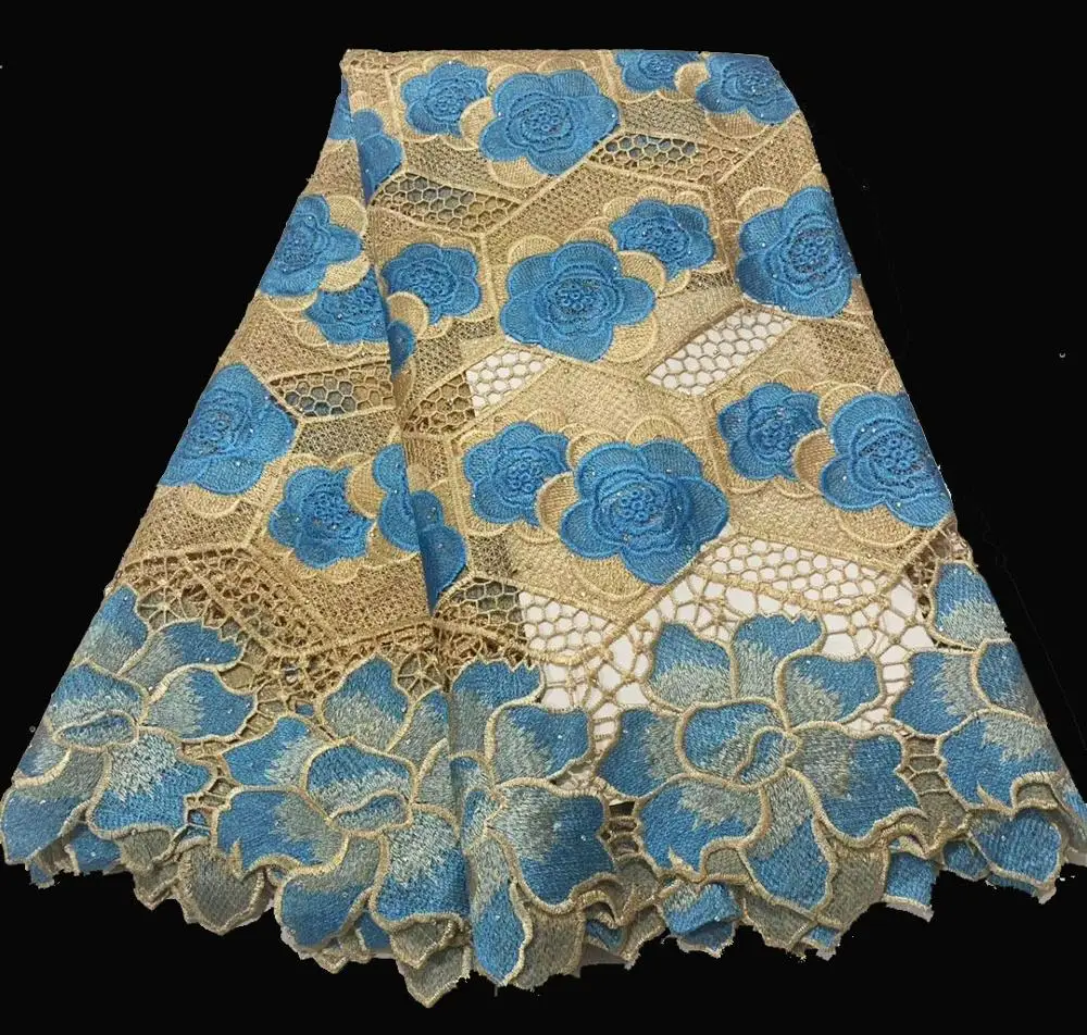 

2020 New Arrival guipure lace fabric with stones,high quality african cord lace fabric for wedding dress DFS50