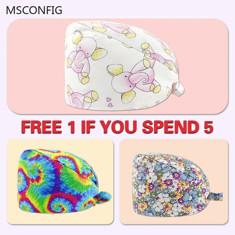 

Personalized Printing Scrubs Hats Adjustable Scrub Hat Beauty Salon Work Scrub Cap Laboratory Pet Shop Scrub Hat Nurse Cap