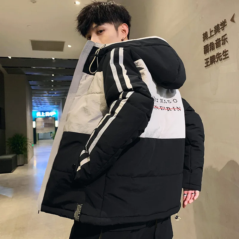

Men Harajuku Colorful Bubble Coat Winter Jacket 2021 Mens Streetwear Hip Hop Parka Korean Black Clothes chaqueta de los hombres