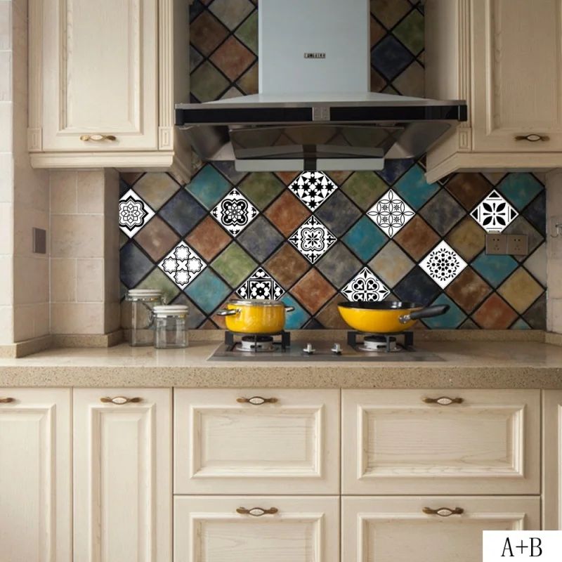 Ретро плитка стикер для кухни Ванная Комната ПВХ самоклеющиеся настенные