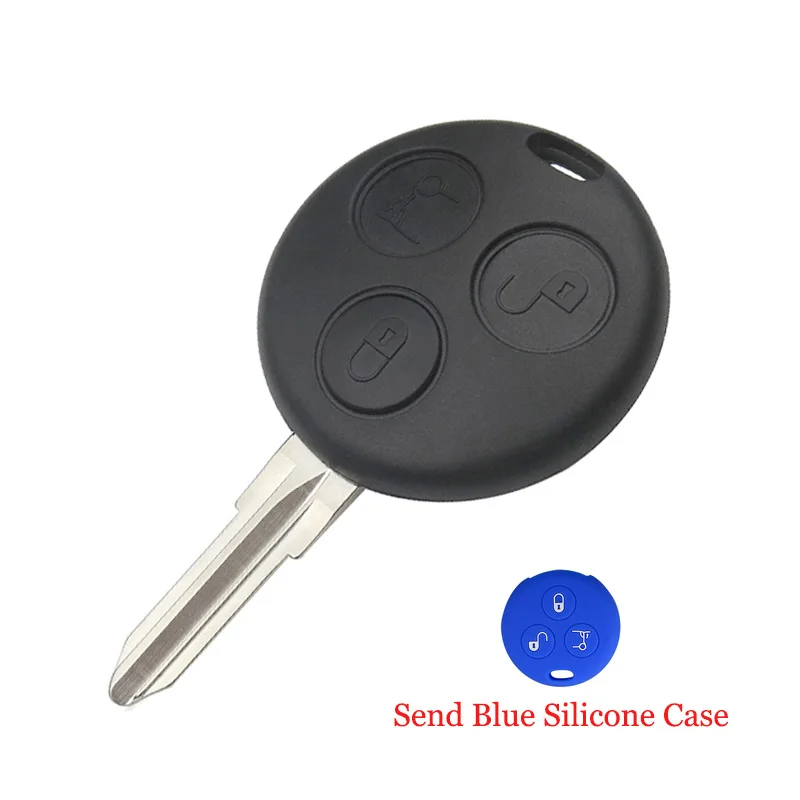 remote with blue OkeyTech дистанционный ключ для Mercedes Benz Smart Fortwo 450 451 454 Roadster Forfour Автомобильный ключ отправить силиконовый чехол 433 МГц 3 кнопки - Количество кнопок: remote with blue