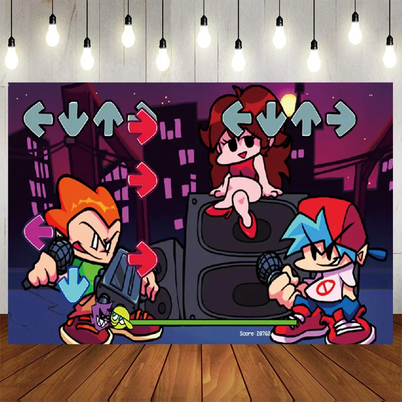 Funkin-Fondo de fotograf&iacute;a tel&oacute;n personalizado para fiesta de cumplea&ntilde;os, cartel para Baby Shower, Chico, decoraciones de fiesta-4