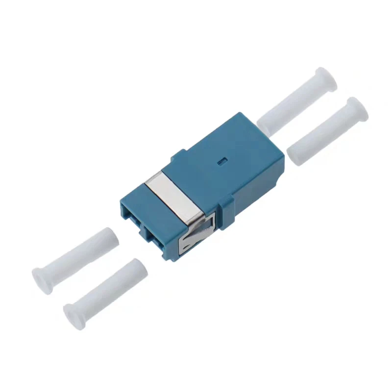 100pcs LC UPC duplex Single mode flangeless fiber optic adapter Blue LC ftth coupler DX without flange  free shipping IL<0.2dB