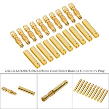 10pair/lot 2.0/3.0/3.5/4.0/5/5.5/6/6.5/8mm Gold Bullet Banana Connectors Plug For Lipo Battery RC ESC Motor Car Truck Toys DIY