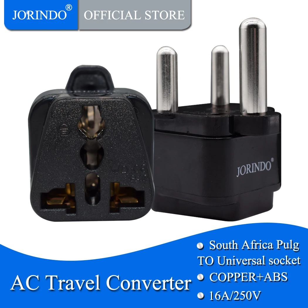 JORINDO Universal UK USA Europe AU RU to Ture South Africa Big 15A 250V 3 Pin Travel AC Power Plug Adapter Type M | Электроника