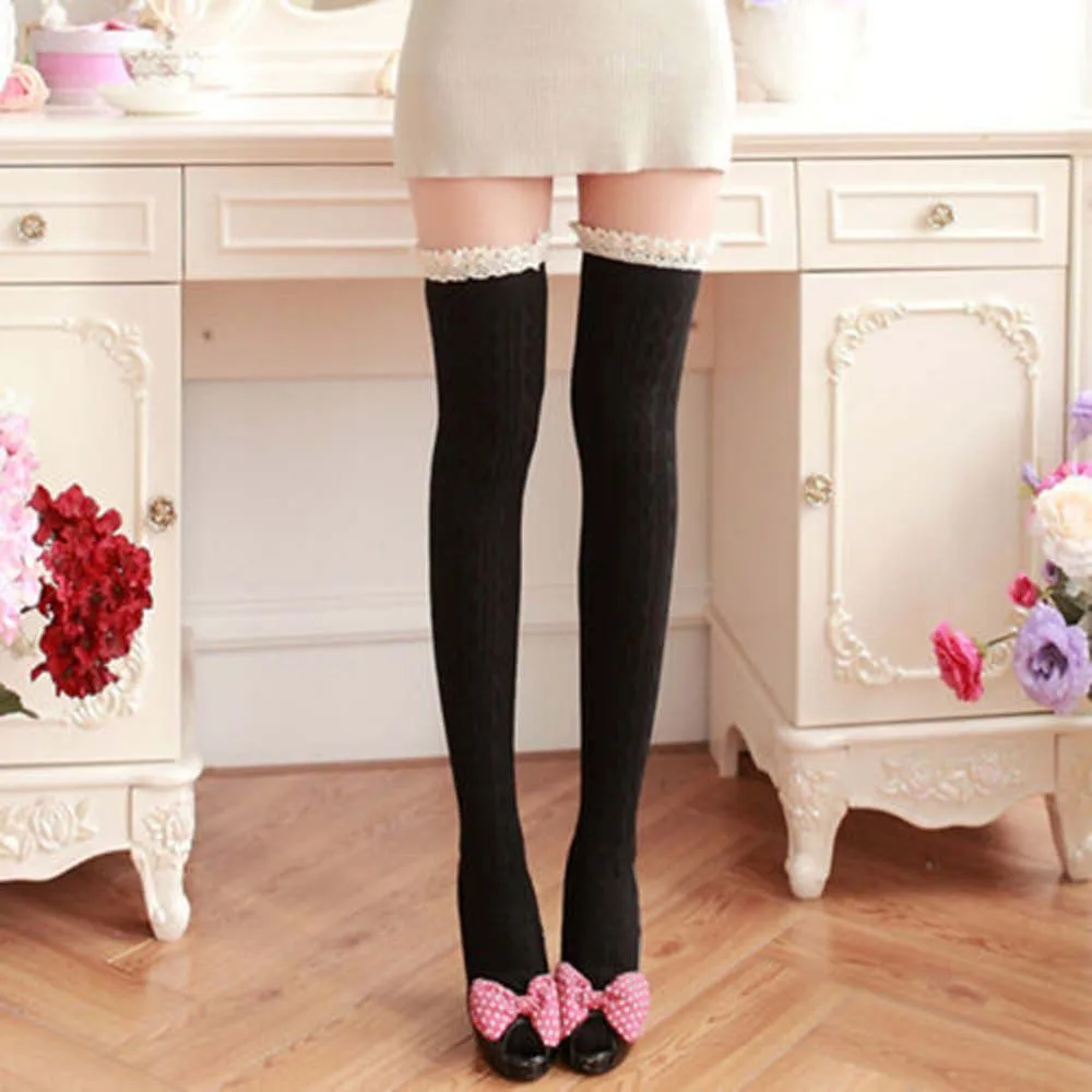 Модные зимние гольфы соблазнительные теплые тонкие высокие Вязаные для дам