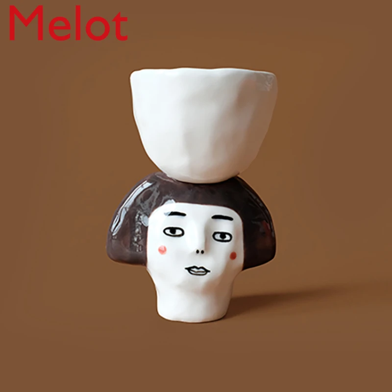 

Egyptian Illustrator Couple Cups of Clear Wine Glasses for Men and Women, Creative Gifts Ceramic Lovely Girls Giving Gifts