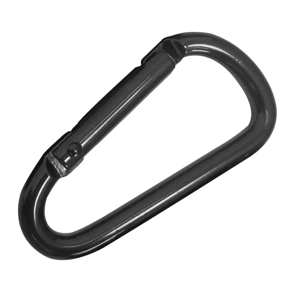 

D-Shaped Carabiner Clip Closure Spring Hook Keychain Buckle Carbine Black
