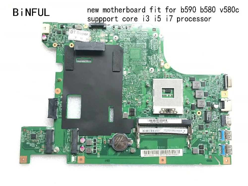 BiNFUL сток, LA58 11273-1 48.4TE01.011 подходит для LENOVO B590/B580 V580C материнская плата для ноутбука, HM77, поддержка i3, i5, i7( товар