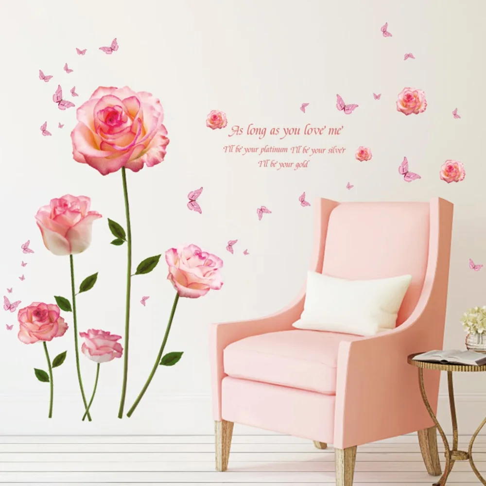 Большая Белая настенная наклейка Calla Lily DIY с жемчугом и бабочкой, Настенная Наклейка s для гостиной, дома, детской комнаты, интерьерная Настенная Наклейка s