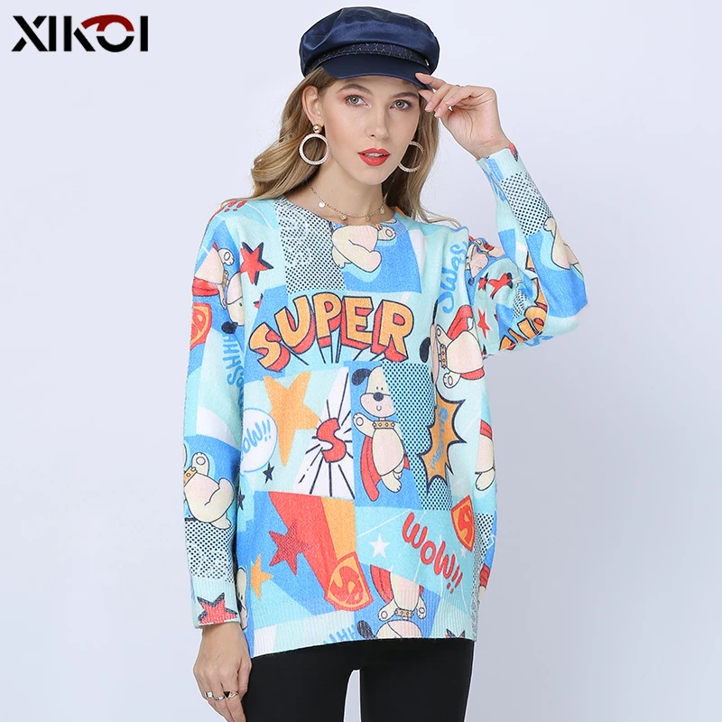 Свитера XIKOI с принтом супер щенков женские зимние модные пуловеры вязаный