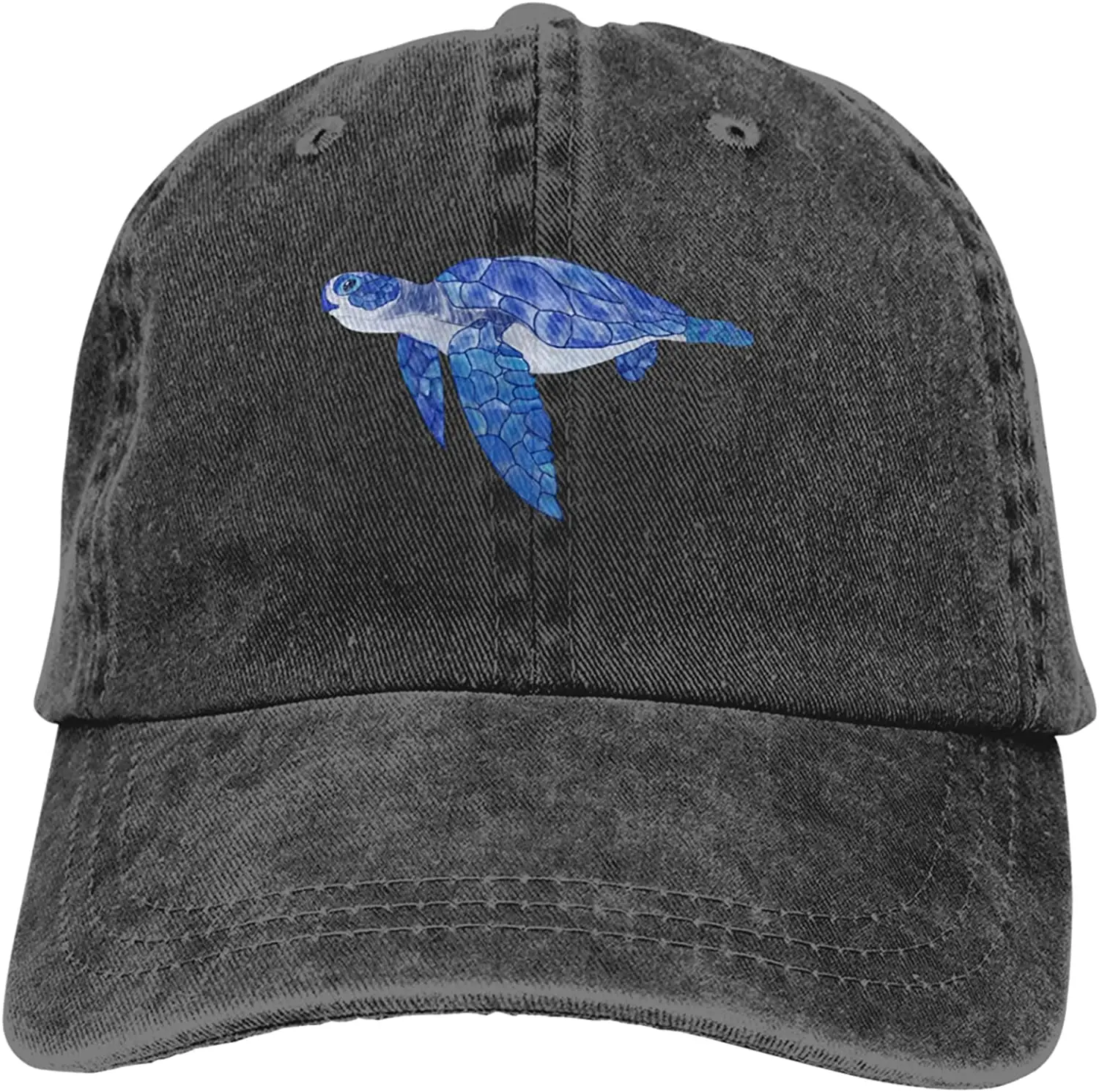 

Watercolor Turtle Baseball Cap Dad Hat Washed Ponytail Hats for Women Men