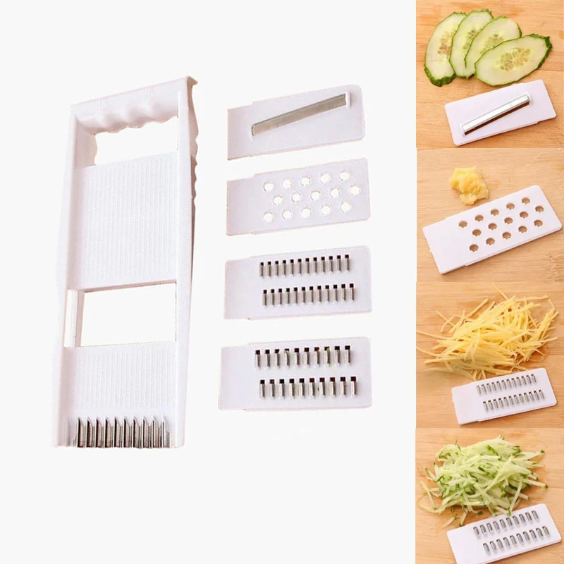 

5 In 1 Vegetable Slicer Mandoline Vegetable Cutter Multifunctional Adjustable Carrot Grater Stainless Steel Blade Onion Dicer