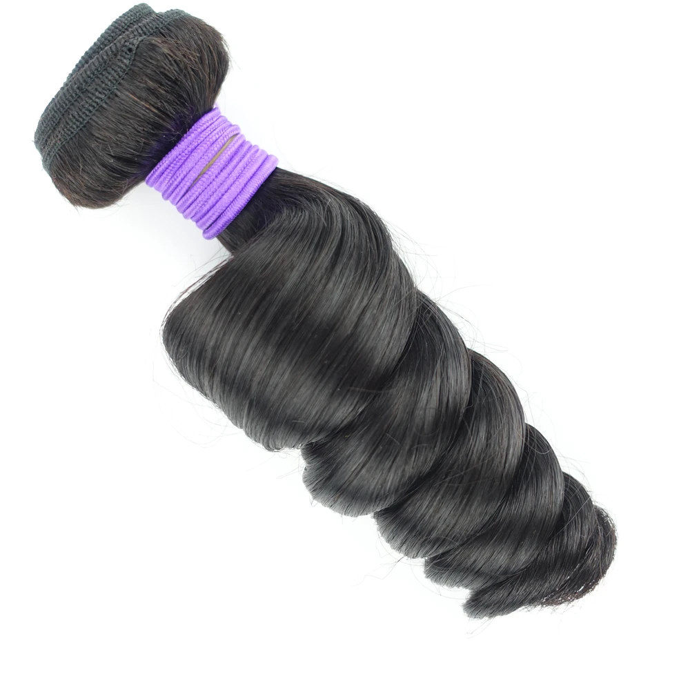 

Peruvian Human Hair Loose Wave Bundles Virgin Hair Weave Weft Extensions Nature 1B Color