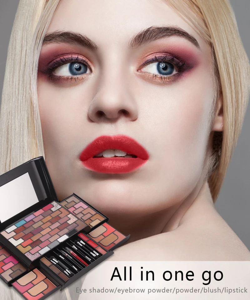 

68 colors eye shadow 8 colors blush 4 colors powder foundation 3 colors eyebrow powder lipstick BRICS maze makeup artist glitter