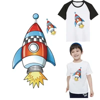 cartoon rocket iron on transfers for clothes kids heat transfers sticker on clothes child t shirt diy decals fusible patch