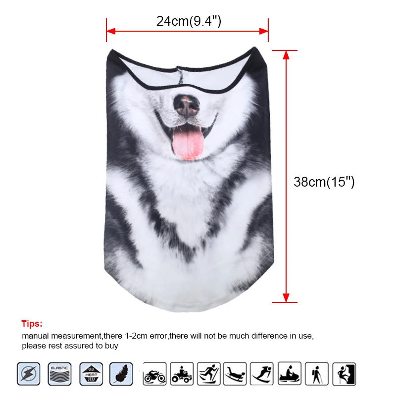 

Winter Fleece Face Cover Bandana Tiger Dog Animal Print Tube Scarf Neck Gaiter Motorcycle Motorbike Ski Snowboard Head Cover