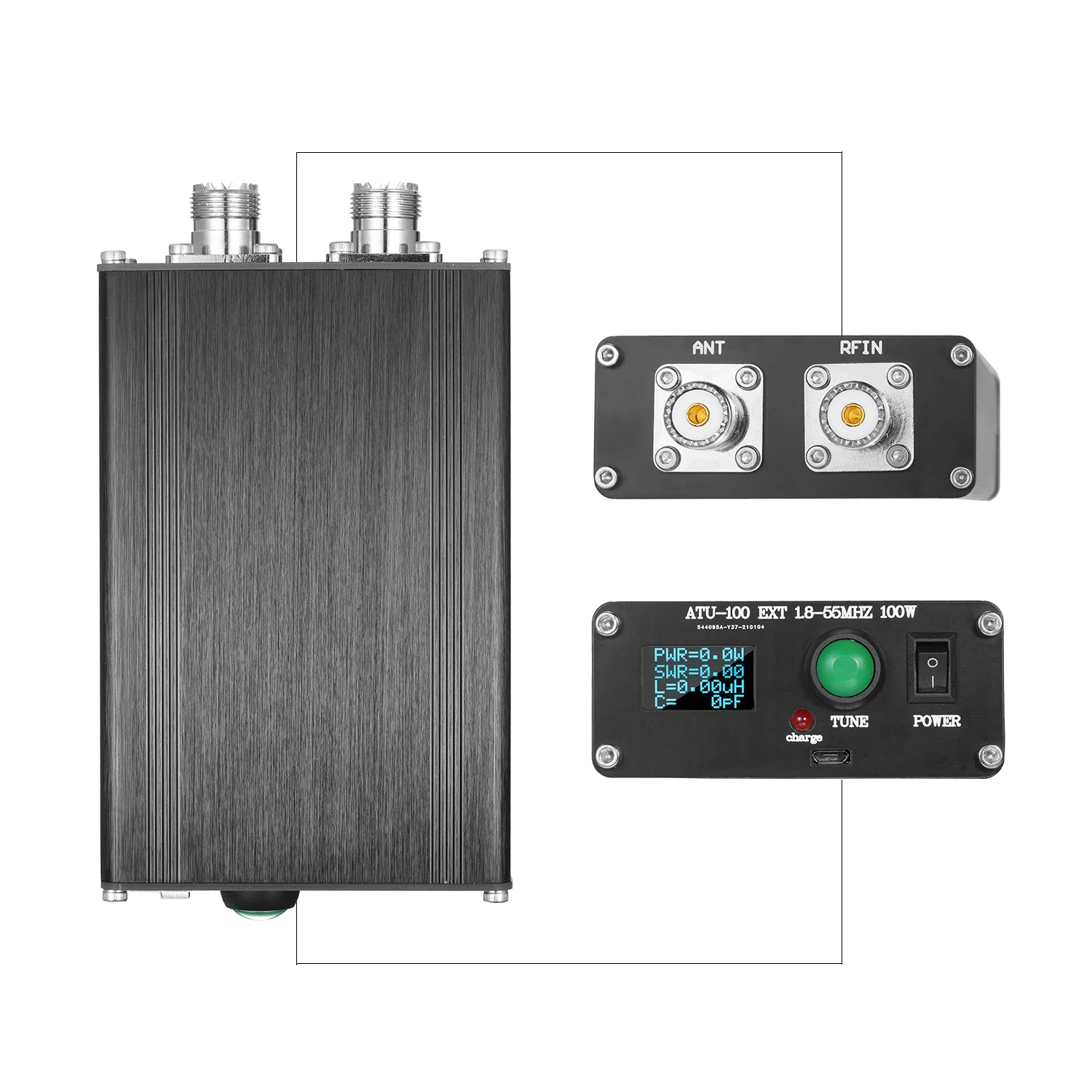 

KKmoon автоматический тюнер антенны ATU-100 EXT 1,8-55 МГц 100W коротковолновое антенна тюнер с 0,96 дюймов OLED Дисплей металлический Корпус