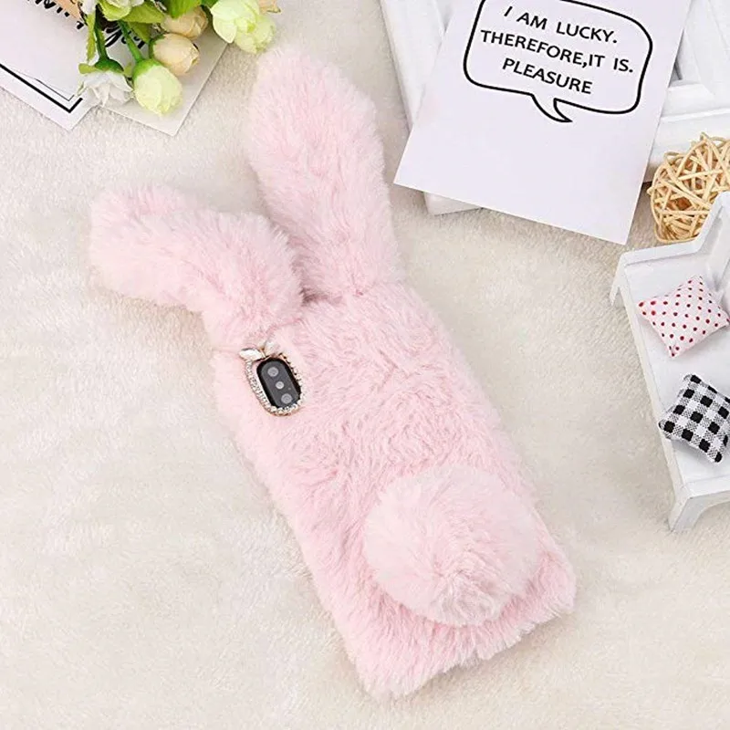 Кроличьей шерсти крышка чехол для huawei Y9 Y6 Y5 Prime P20 P9 P10 Коврики 10 Lite Honor 10 9 Lite 7C 7A Pro 8X 8C P Smart чехол s