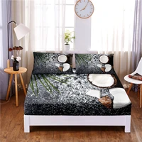 coconut digital printed 3pc polyester fitted sheet mattress cover four corners with elastic band bed sheet pillowcases