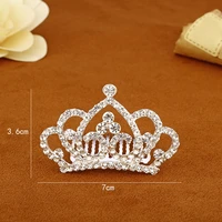 1pc mini tiara hair clips girls kids crystal rhinestone princess crown comb costume accessories birthday party headwear gifts