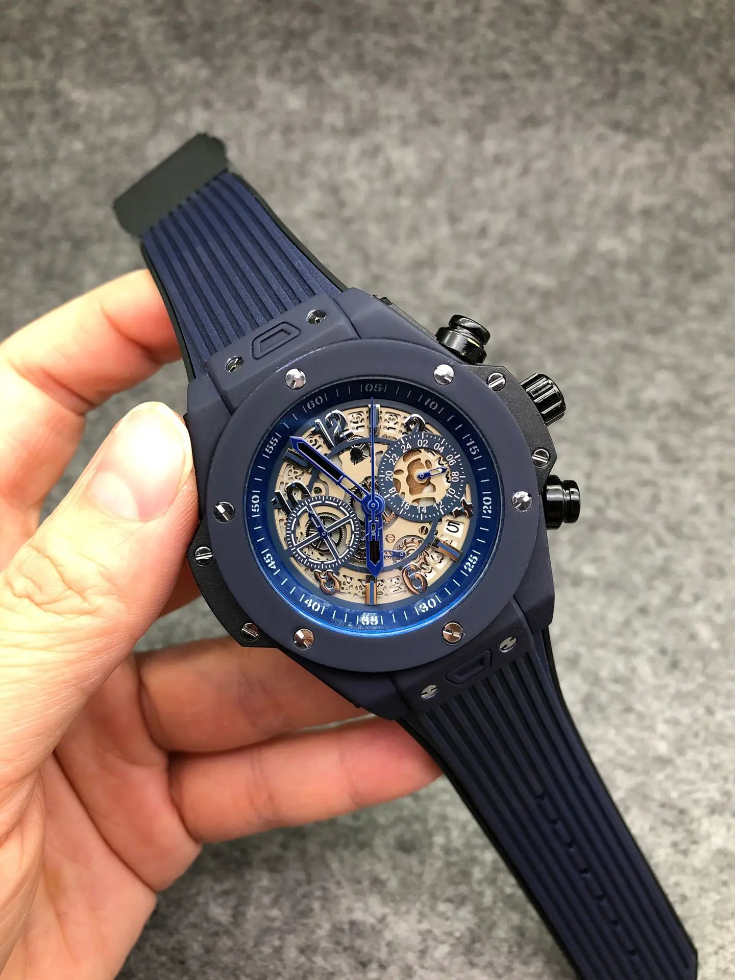 

New cool sports color shell high-quality multi-function quartz six-hand watch for men