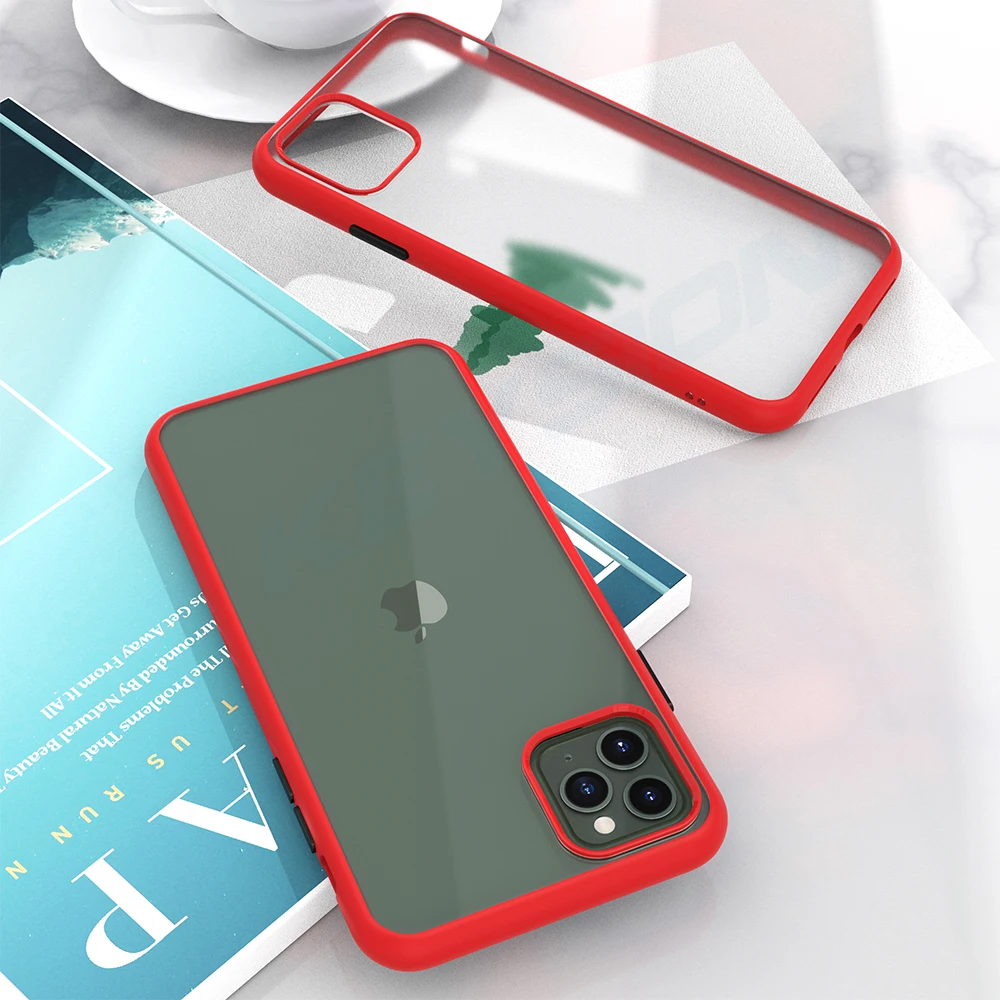 Красный KEYSION, модный матовый чехол для iPhone 11 Pro 11 Pro Max, Противоударная прозрачная задняя крышка для телефона Apple iPhone 11 11 Pro Max - Цвет: Красный