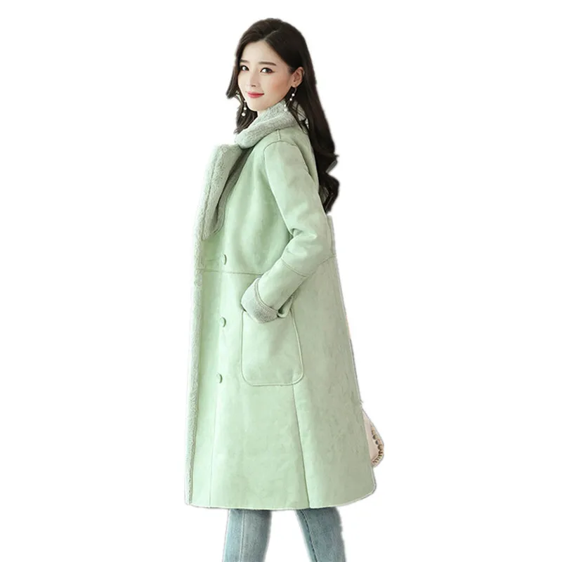 Шуба из искусственного меха новинка 2019 женское плюшевое пальто синего и зеленого