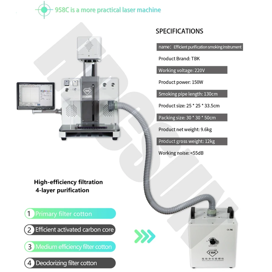 TBK 958C мини принтер с ЧПУ лазерная гравировальная машина для ремонта ЖК лазера Iphone