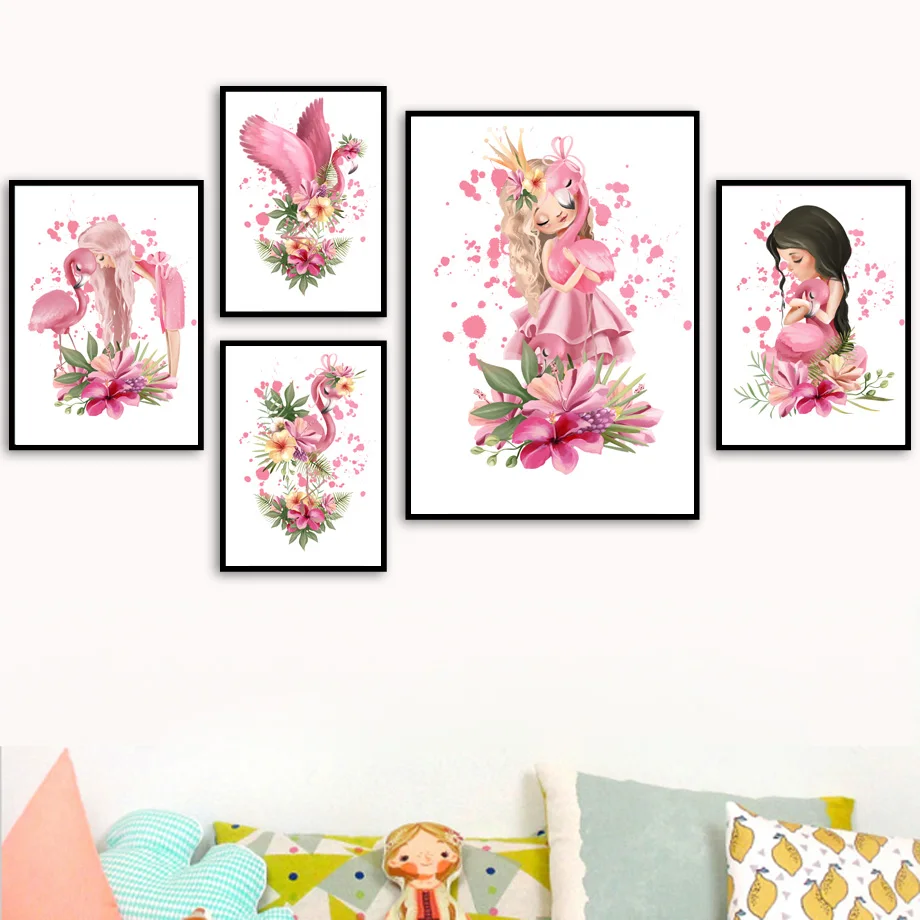 DIYDiamond картина с розовыми цветочками для девушек рисунком Фламинго камни в форме
