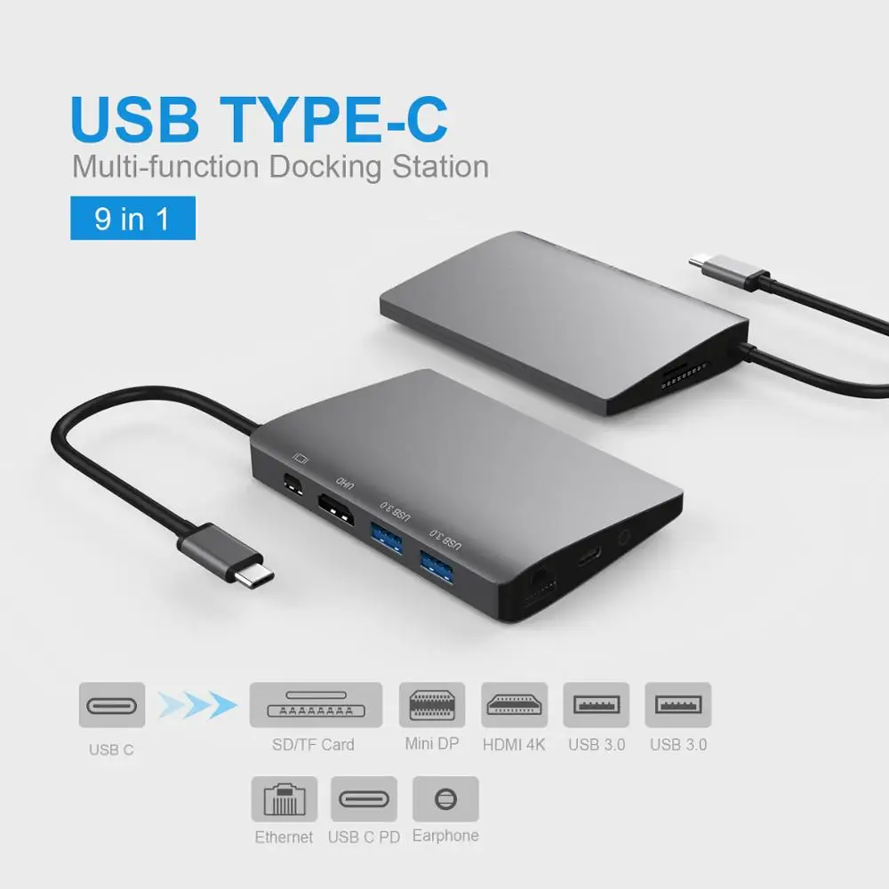 Адаптер JCKEL usb хаб Type C 3 1 для мульти USB 0 RJ45 Аудио HDMI док станция MacBook Pro разветвитель