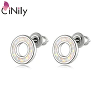 cinily letter new white fire opal earings womens earrings in jewelry silver plated jewelry small stud earrings oh4756 57