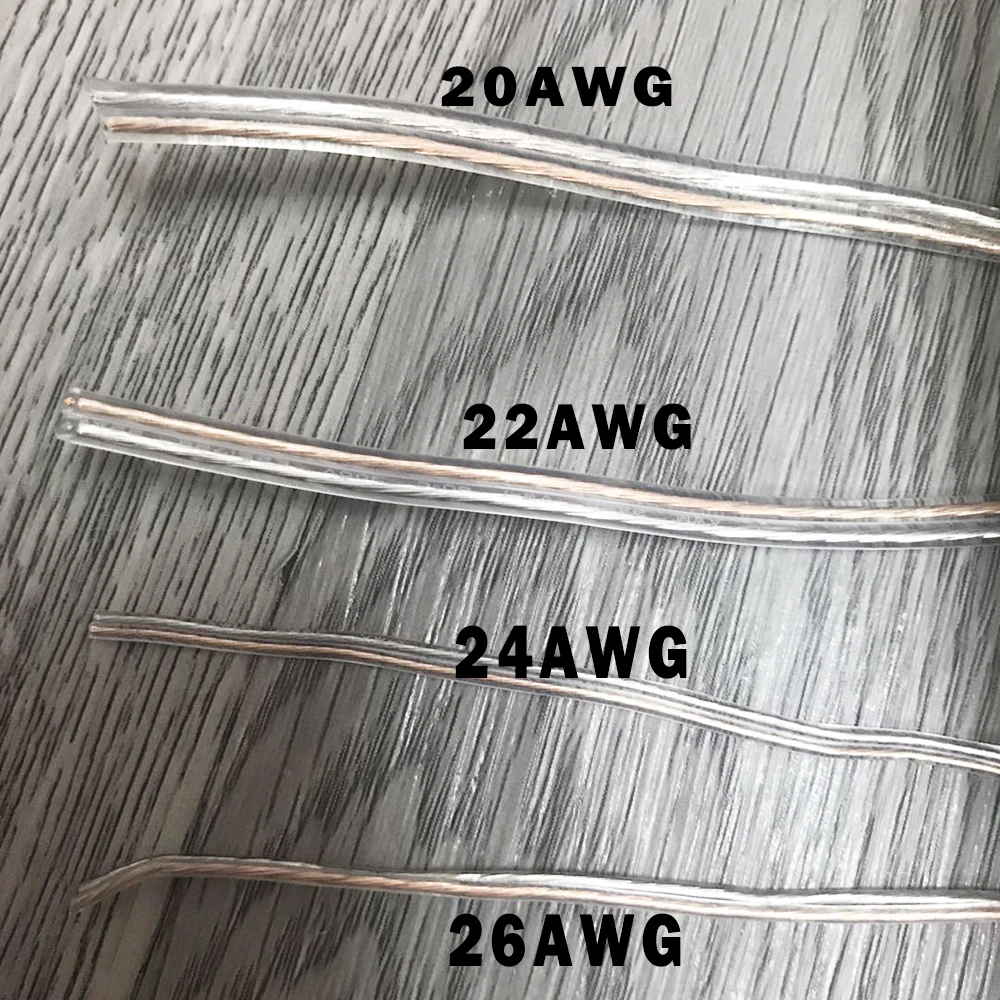 22 AWG RVH 2pin прозрачный двойной серебристый кабель параллельный провод светящаяся