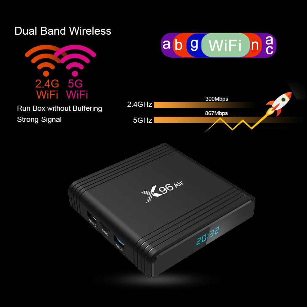 5 предметов в лоте X96 воздуха Android 9 0 мини ТВ BOX Amlogic S905X3 2 4G/5G бароскоп с кабелем 8K HDR