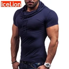IceLion 2021 кнопки, воротник со сборками мужская летняя футболка с коротким рукавом Футболка для фитнеса повседневные мужские твердые тонкие дышащие футболки