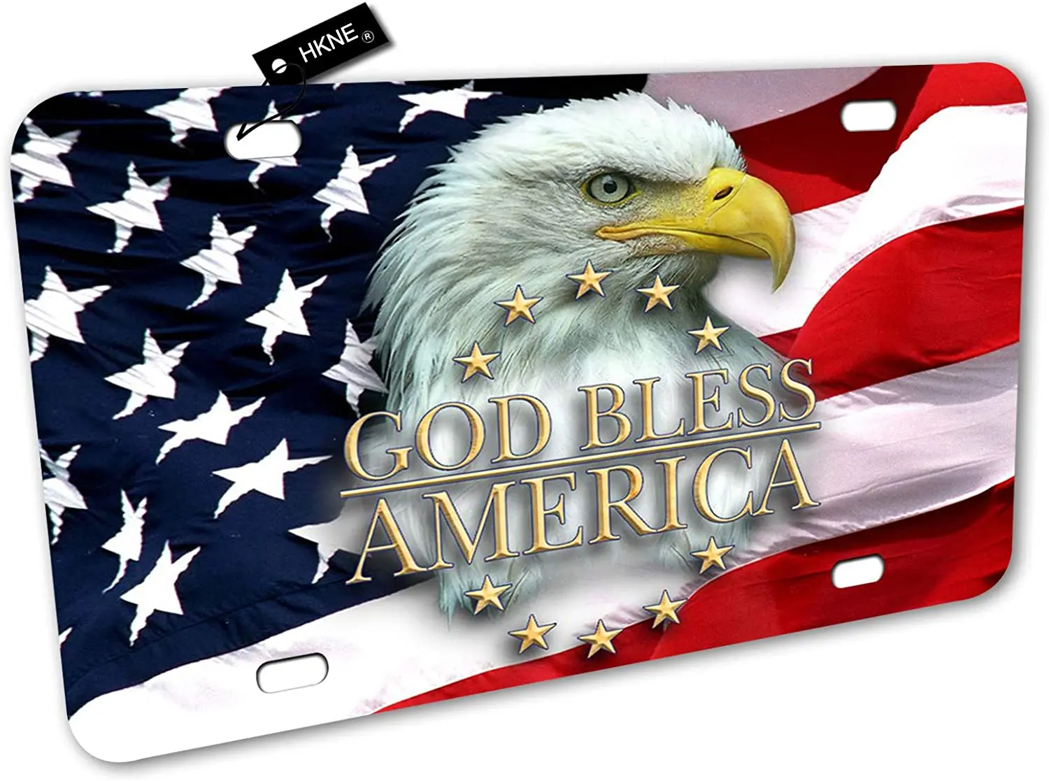 

American Flag Eagle God Bless America License Plate Front Aluminum Metal License Plate Auto Car Tag Novelty Home Decor Signs