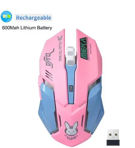 Wireless Pink Zienstar проводная USB мышь с 7 видов цветов подсветкой, 3200 dpi, желтый розовый фиолетовый синий цвета для Macbook, компьютера, ПК, ноутбука - Цвет: Wireless Pink