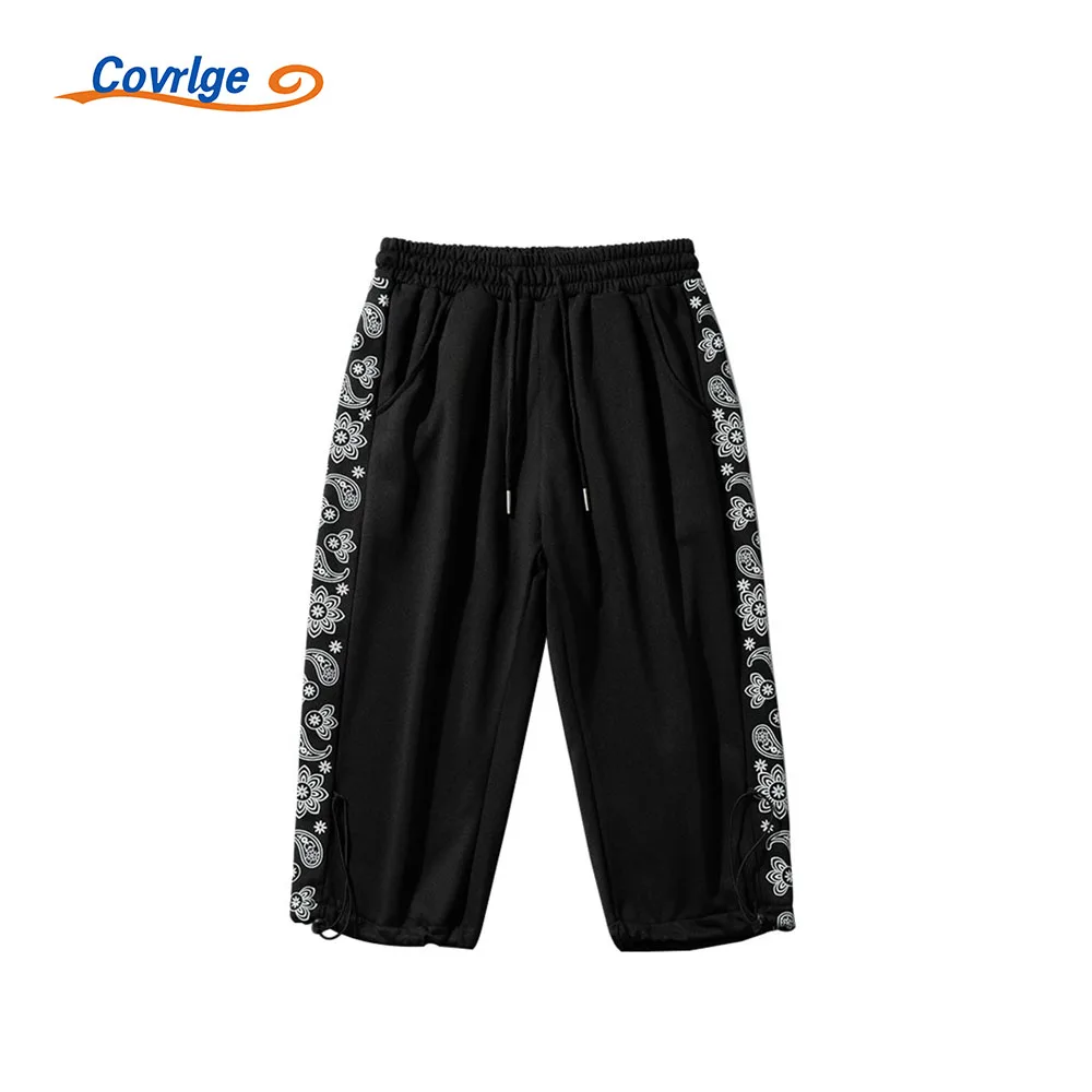 

Covrlge Men's Trousers Daily Leisure Summer Hong Kong Style Cashew Flower Trend Youth Comfortable Sport Clothing MKX108
