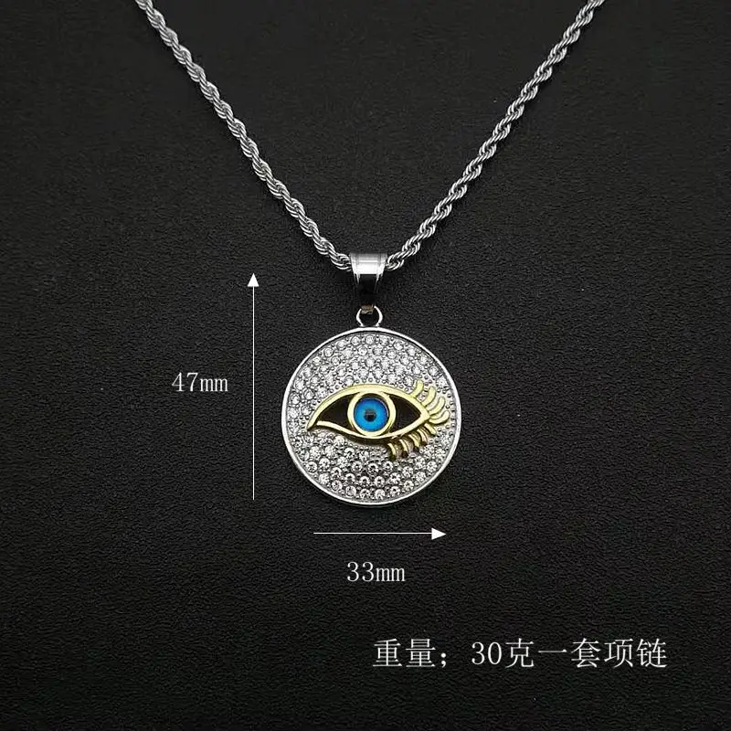 Ожерелье Стразы в стиле хип-хоп из нержавеющей стали с украшением виде глаз хора