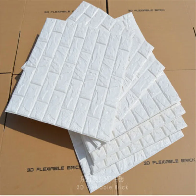 60X60cm Stone Brick Pattern 3D White Textured PE Foam Wallpaper Self-adhesive Wall Sticker | Дом и сад