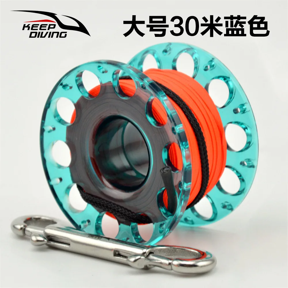 

15m/30m Multicolor Plastic Scuba Diving Finger Reel with Double Ended Hook for Diving Signal Tube Smb Technical Dive Cave Diving