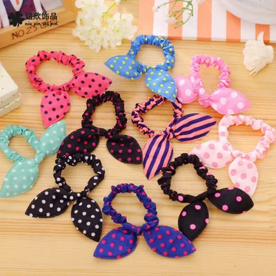 Женская резинка для волос в горошек 10 шт. эластичная повязка с бантом и