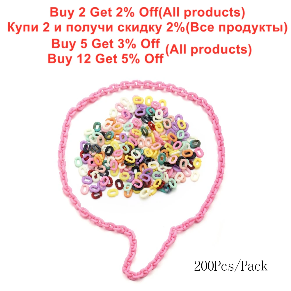200Pcs/Lot 9*6mm Colorful Transparent Opening Acrylic Link Chain for DIY Necklace Bracelet Earrings Jewelry Making Accessories - купить по