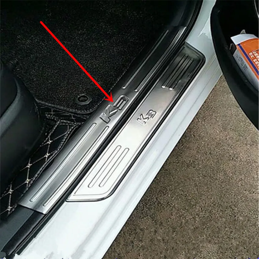 

4pcs/lot stainless steel material inside door sill pedals Welcome pedals for 2012-2016 KIA K3 Cerato