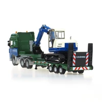 alloy diecast flatbed trailerexcavator 150 low platform truck low loader tractor diecast model vehicle hobby toy for kid gift